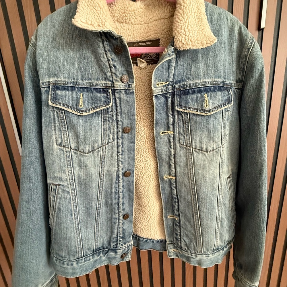Old Navy Blue Denim Jacket with Cream Sherpa Lining